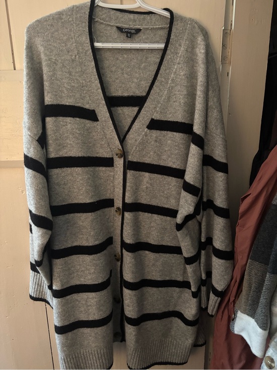 George Sweaters - George Gray Cardigan with Black Stripes